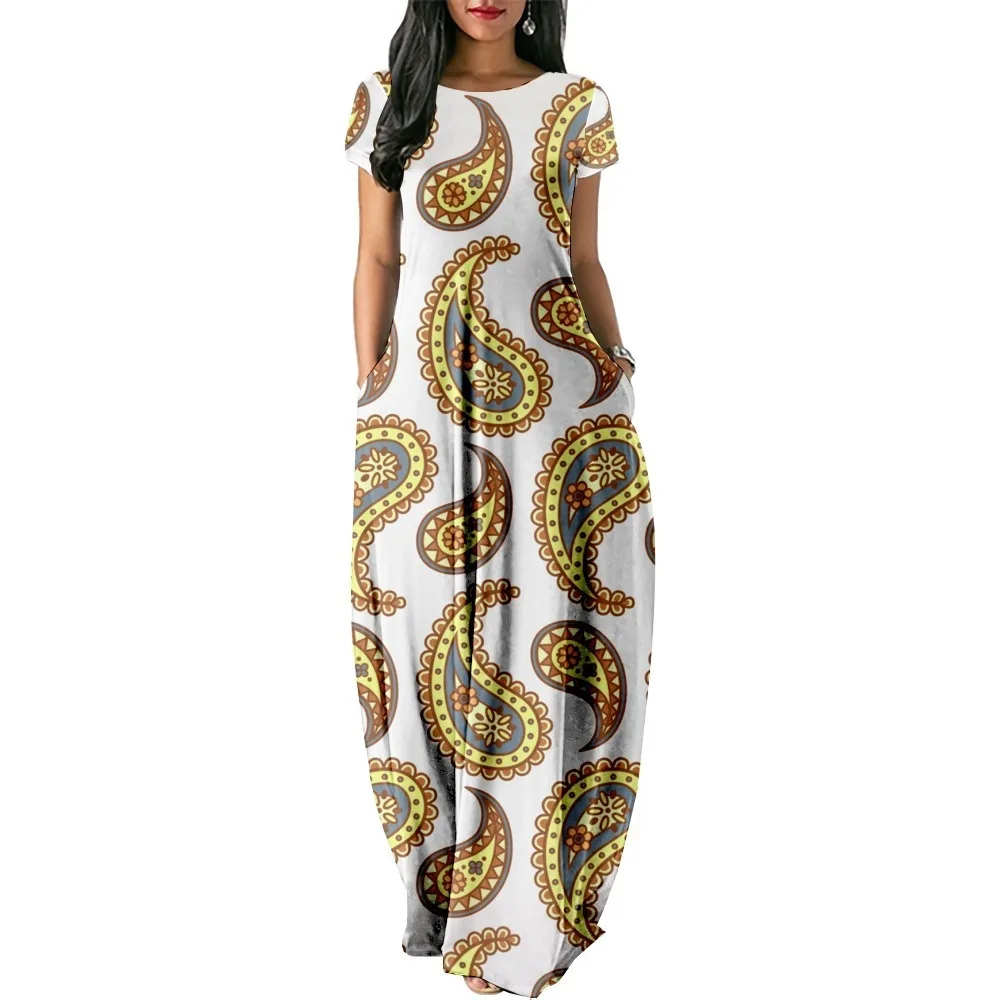 Summer Dress 2024 Hawaiian Retro Paisley Print Maxi Dress Streetwear Women Luxury Beach Stylish Party Robe Holiday Girl Vestido