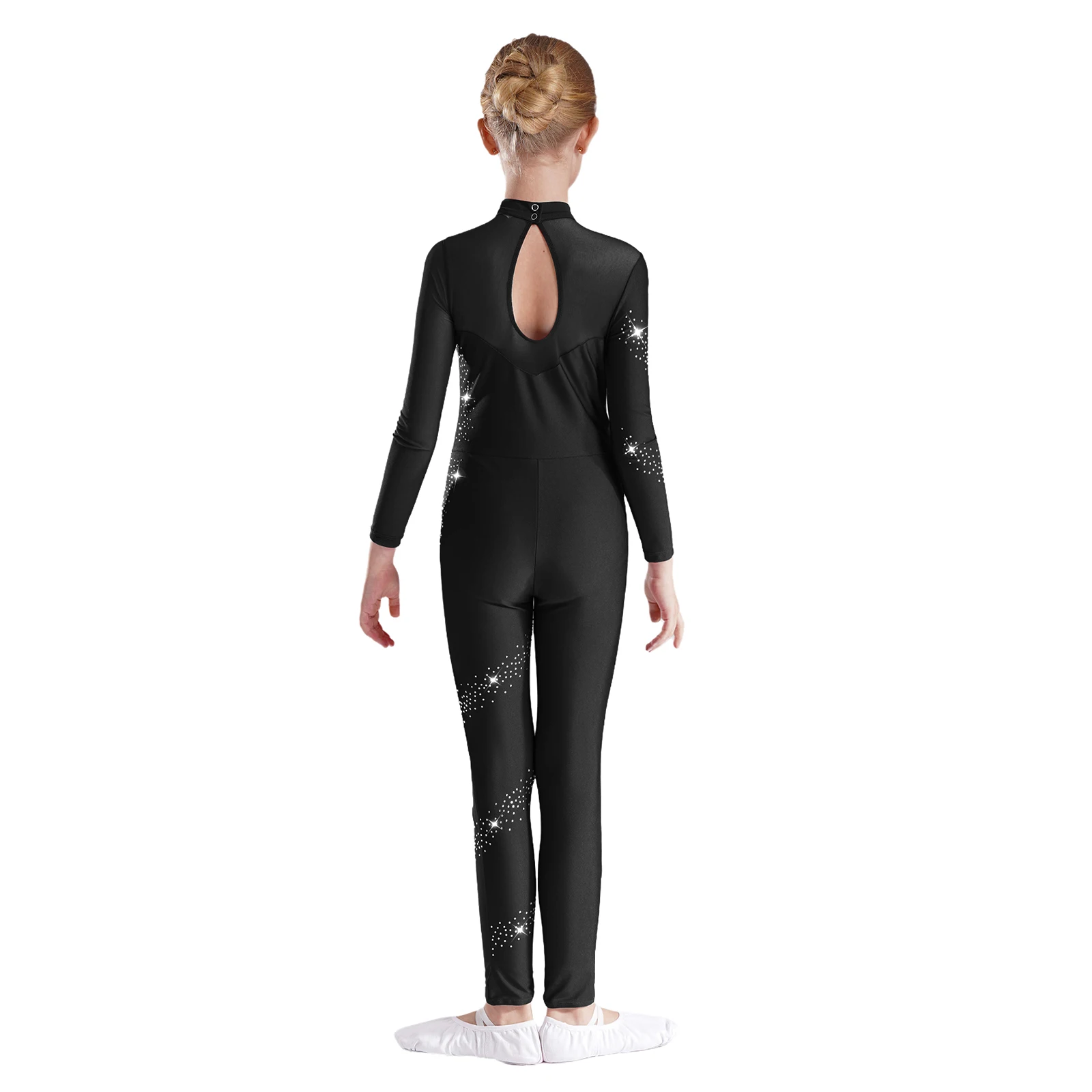 Kinderen Meisjes Ritmische Gymnastiek Artistiek Schaatsen Kostuum Full Body Ballet Unitard Jumpsuit Lange Mouw Nauwsluitende Body