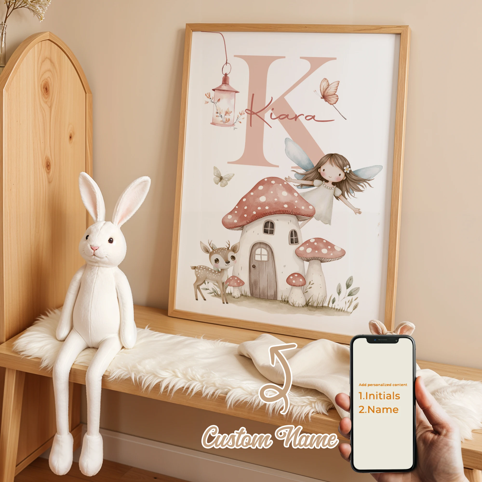 

Personalized Custom Name Mushroom Fairy Wall Art Print Picture Canvas Poster Painting For Living Room Kids Room Home Decor