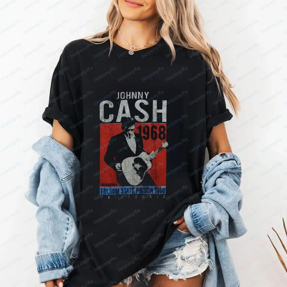 Johnny Cash - Retro Music Casual Fashion Fun Crazy Neutral Classic Short-Sleeved T-Shirt for Both Men and Women (Universal Fit)