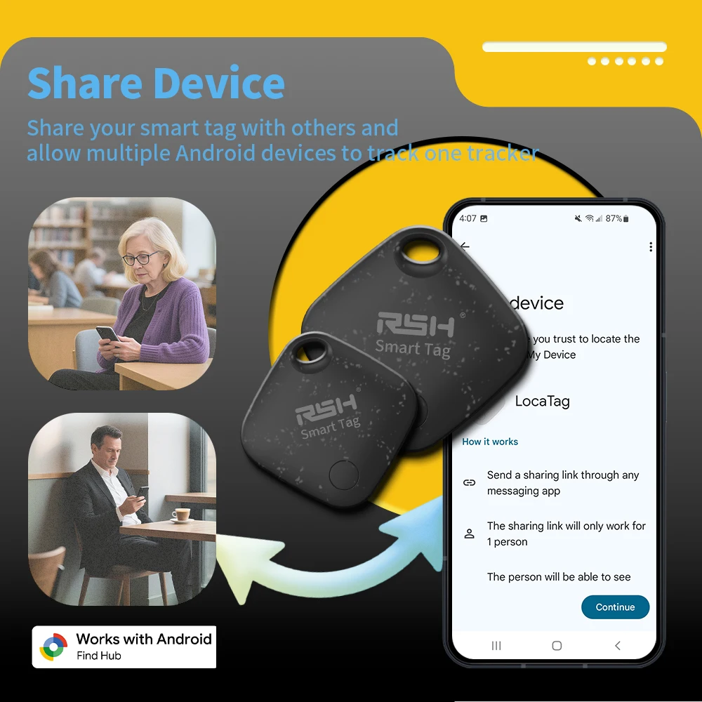 RSH Official Brand 1/ 4PCS GPS Tracker Android Positioning Device Cool Fashion Vehicle locator Pet Tracker via Google's Find Hub