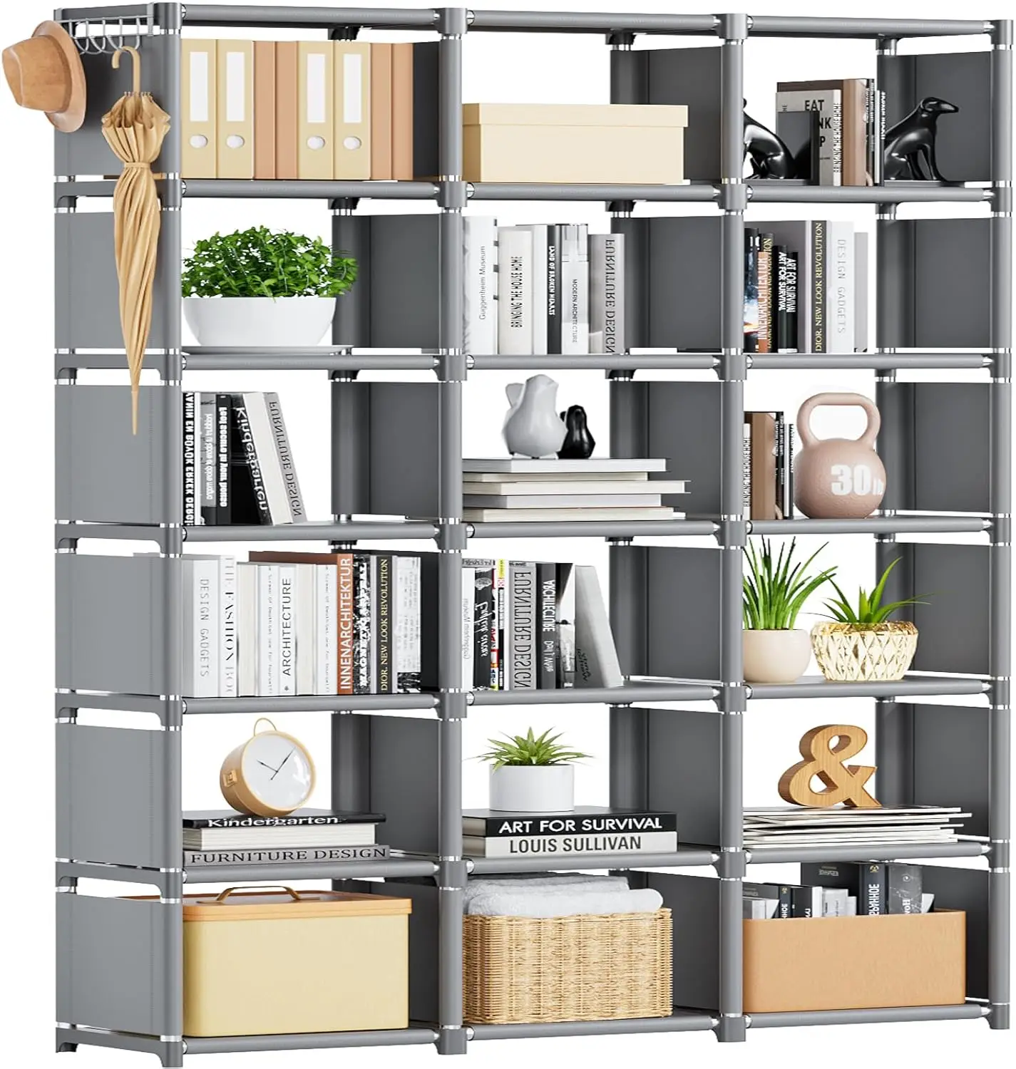 

18 Cube Storage Organizer,Extra Large Book Shelf Organizer,Tall Bookcase Shelf,Book Cases/Shelves,Grey Cube Shelf,Cubbies Closet