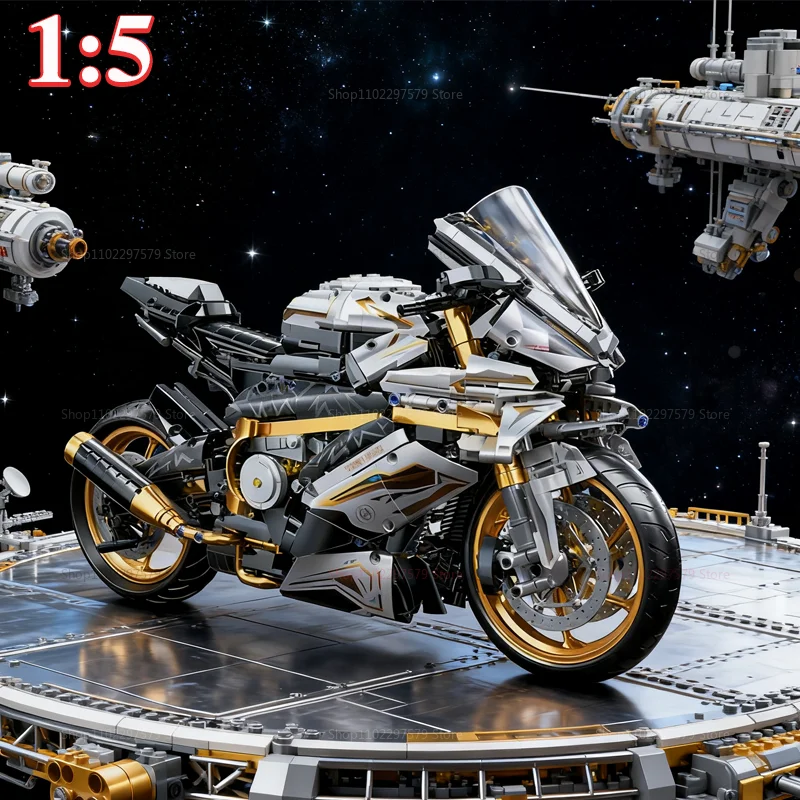 Blocs de construction de moto en platine technique MOC 1:5, 2045 pièces, Kit de modèle de moto de course pour enfants, cadeau d'anniversaire pour adultes, à collectionner