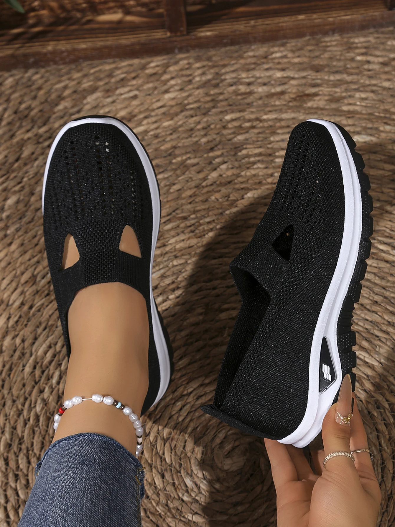 Atmungsaktive Mesh-Flachmules für Damen, leichte Slip-On-Wanderschuhe, bequem, vielseitig, für den täglichen Gebrauch, für Reisen im Freien, lässige Mutter-Schuhe – Detail 21