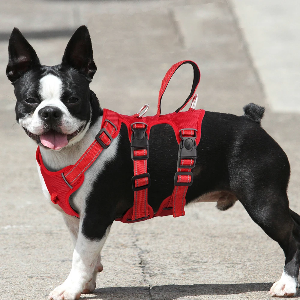 Reflective Dog Harness Vest Mesh Nylon Pet Vest No Pull Adjustable Harness for Small Medium Large Dogs With Handle Pitbull Pug