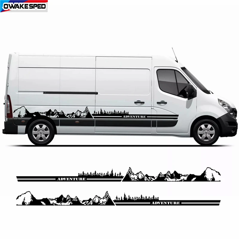 2PCS Car Stickers For Renault Master 2 3 4 NIssan NV400 Interstar Opel Vauxhall Movano Tuning Accessories Camper Van Mountain