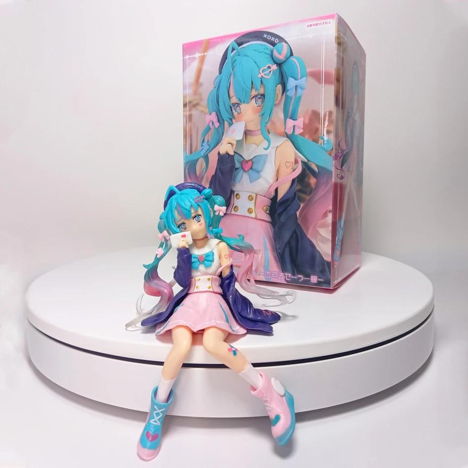 14 cm Nieuwe Hatsune Miku Anime figuur Roze sakura zitpositie PVC Action figuur model speelgoed decoratie verzamelen geschenken