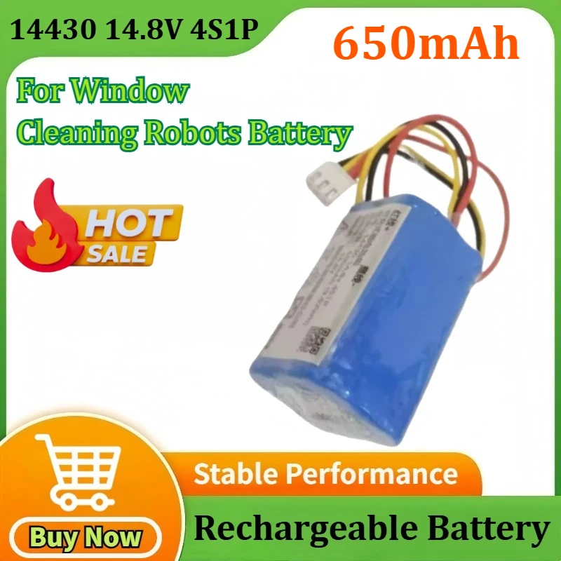 

Upgraded 14430 14.8V 4S1P 650mAh 9.62Wh Rechargeable Lithium Battery Pack for Window Cleaning Robots Battery