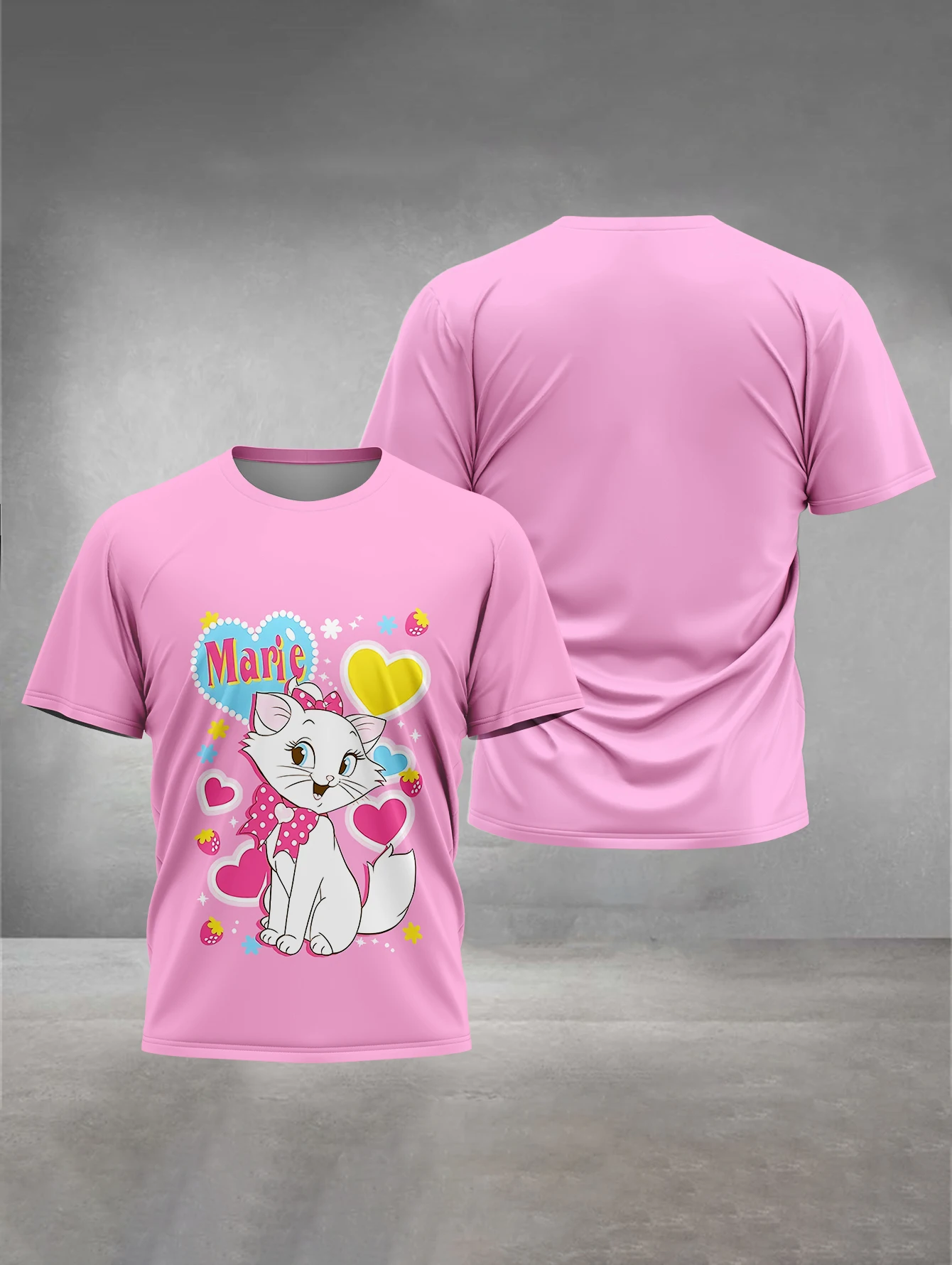 Disneys-Marie-Cat 3D Print Baby Clothing 5 to 14 Years Male Outdoor Clothes for Children Boy Girl Child T-Shirt Top Shirts