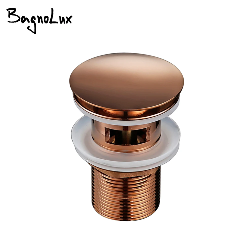 Bagnolux Rose Gold Bathroom Basin Sink Drainer Corrosion Resistance Of Round Hole Easy To Clean Brass Bathroom Sink Drainer
