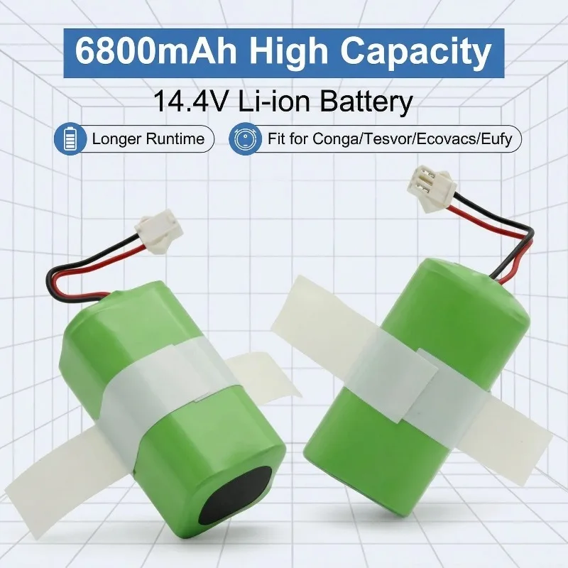

Универсальная сменная батарея 14.4V 6800mAh для роботов-пылесосов Conga, Tesvor, Ecovacs, Eufy 990, 1090, X500, N79S, DN622, RoboVac 11