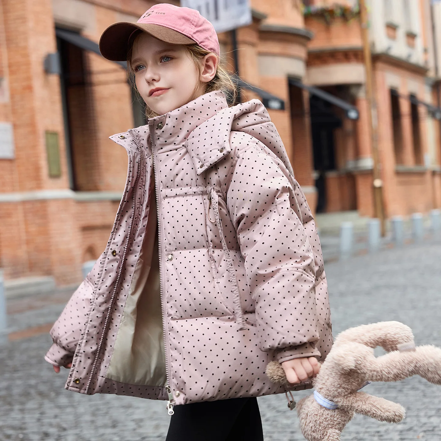 Winter Kids Girls White Duck Down Jackets Dot Printed Hooded Thicken Puffer Jackets For Children 4-12Y Boys Warm Outerwear Coats