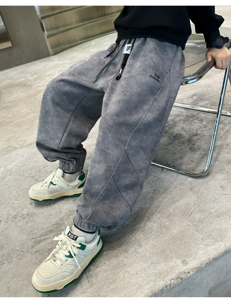 2026 Lässige Kinderhosen für Jungen von 10 bis 12 Jahren, Einfarbige Herbst-Jogginghosen, Bequeme Schul- und Sporthosen für Kinder – Detail 7