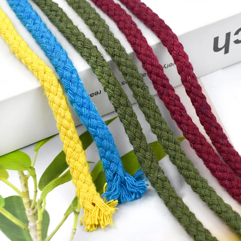 

10M 7mm Woven Cotton Cord High Tenacity Twisted Rope Shoes Hoodie Decor Braided Ropes Home Decoration String Cords DIY Accessory
