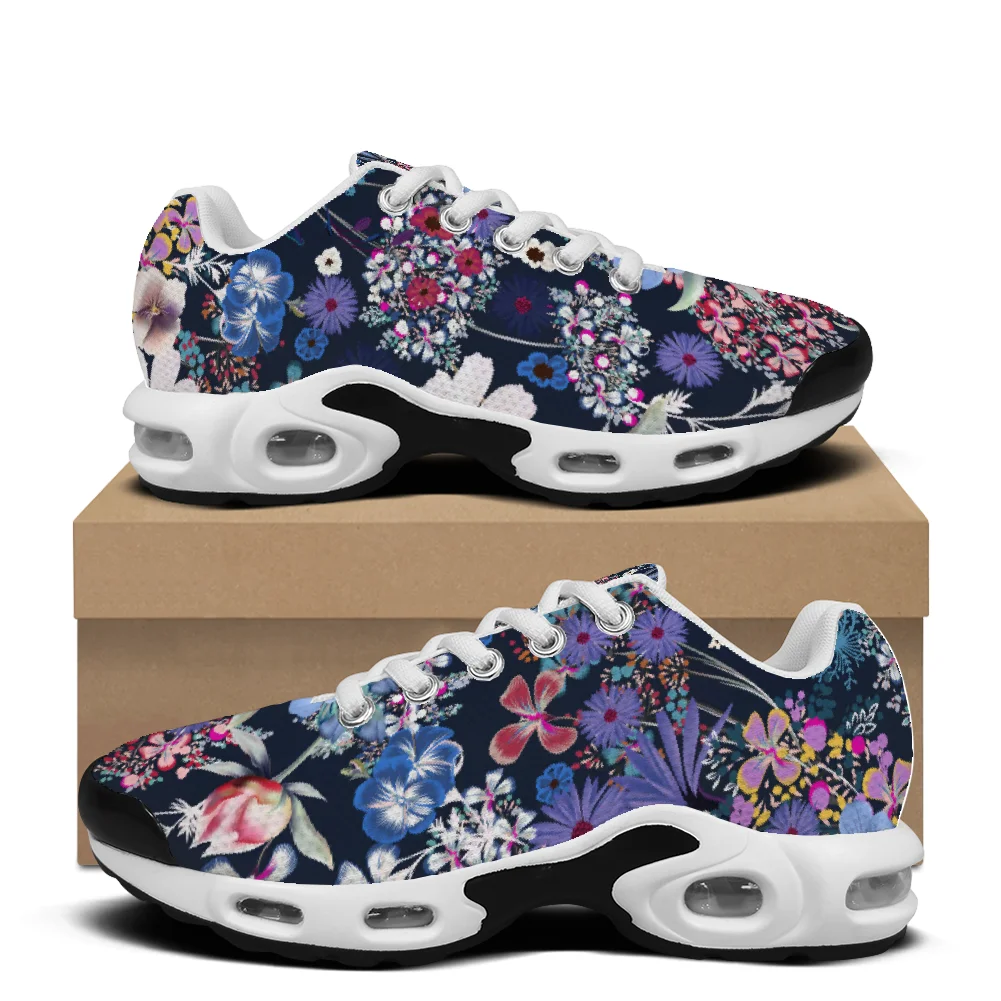 

Purple floral pattern casual air-cushioned shoes breathable mesh upper suitable for both men and women