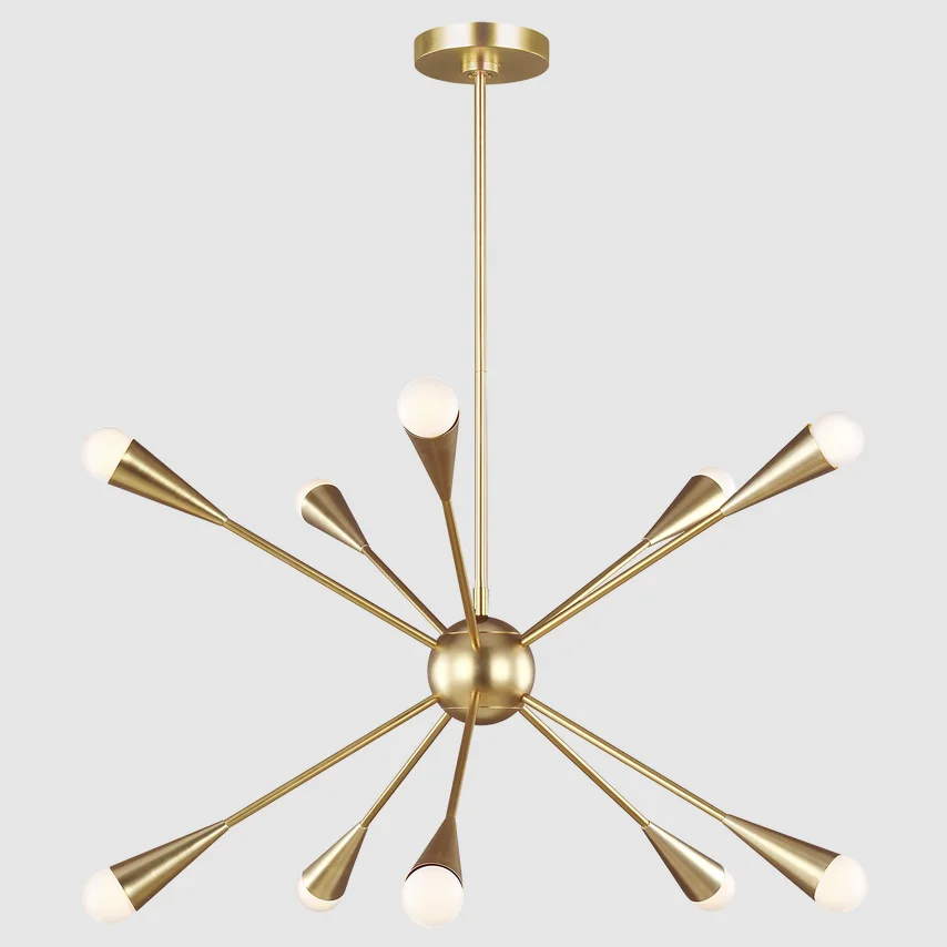 

8-Lights Industrial Soft Gold Finish Starburst Pendant Lighting Mid Century Kitchen Dining Room Bedroom Sputnik Chandelier