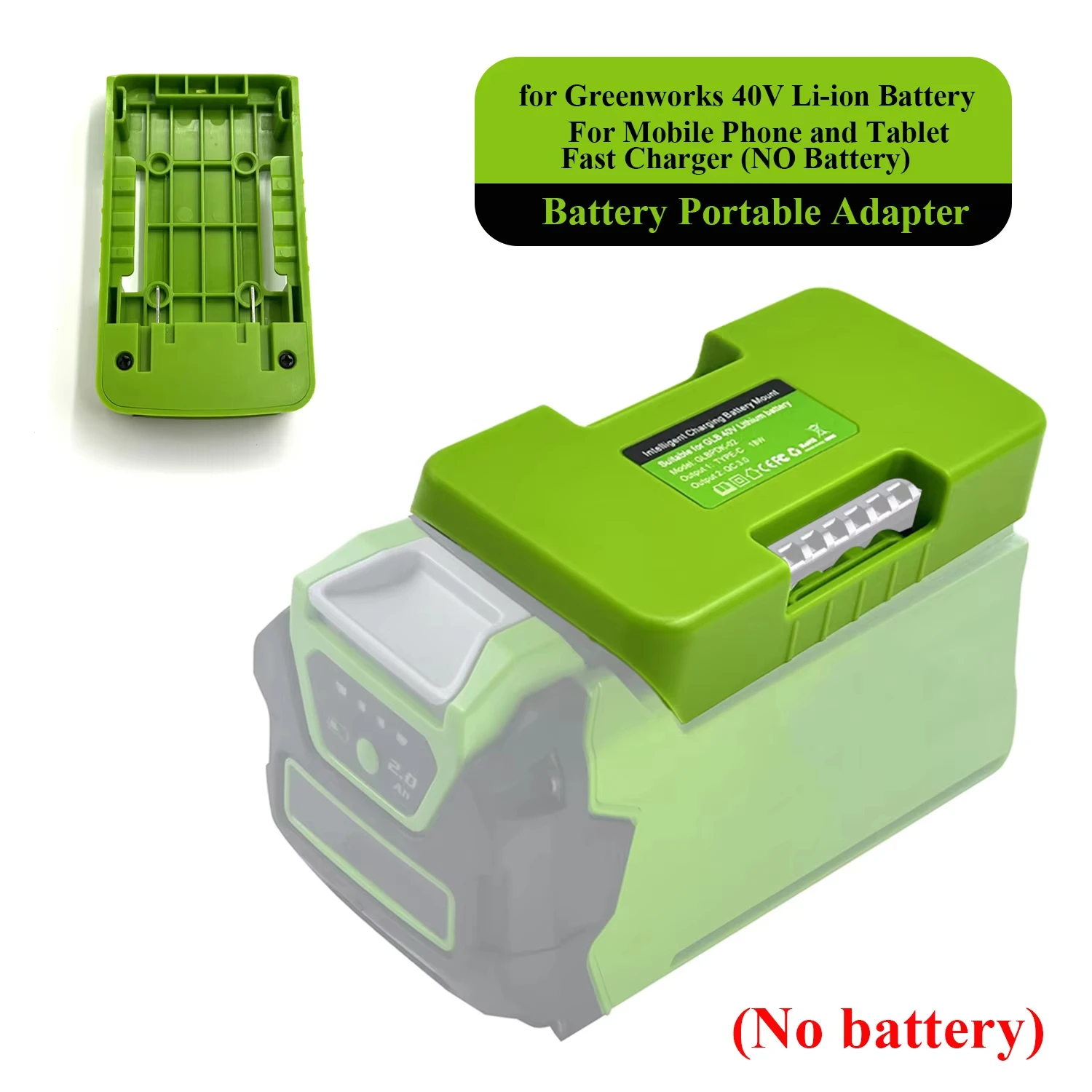Lithium Battery Adapter Holder Belt Buckle for Makita for Greenworks for Ryobi 40V Li-ion Battery USB Type-C Charger Power Bank