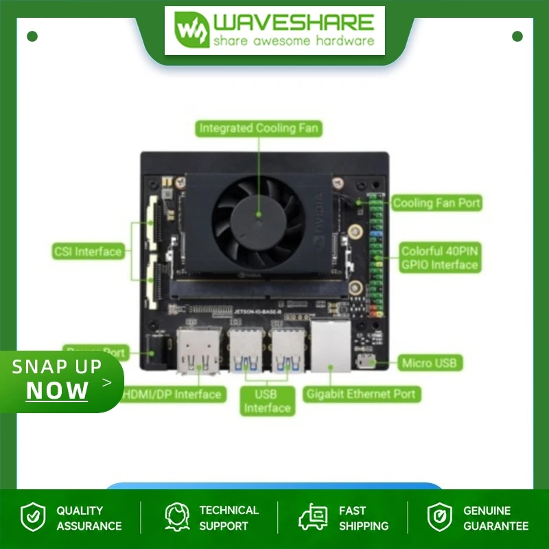Waveshare Jetson Xavier NX AI Board, NVIDIA Volta 384-Core GPU with 48 Tensor Cores, Carmel ARM Platform