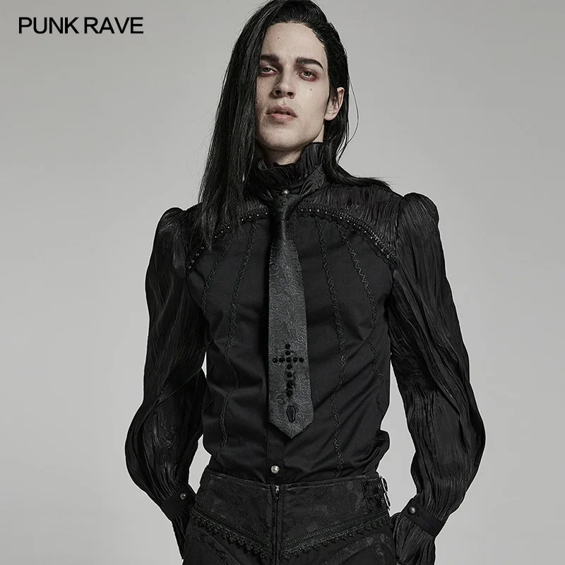 PUNK RAVE Men's Gothic Theme Elegant Noble Cross Tie Individuality Ties Handsome Appare Accessories