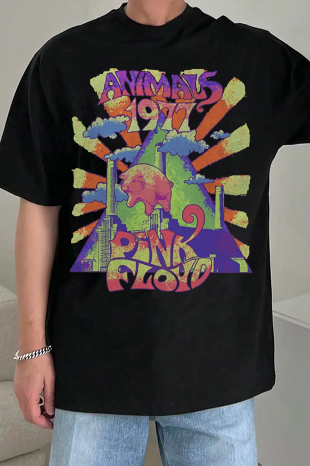 Summer Top Pink Floyd Graphic Cotton Band T-shirt Unisex Summer Short Sleeve Fashion Brand Shirt Luxury Casual Vintage Tee