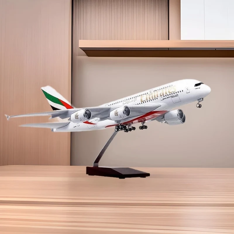 

Resin Plane Toy Model 47cm 380 UAE Model Aircraft A380 Emirates Airways 1/160 Scale Light Die-Cast With Landing Gear Airplane