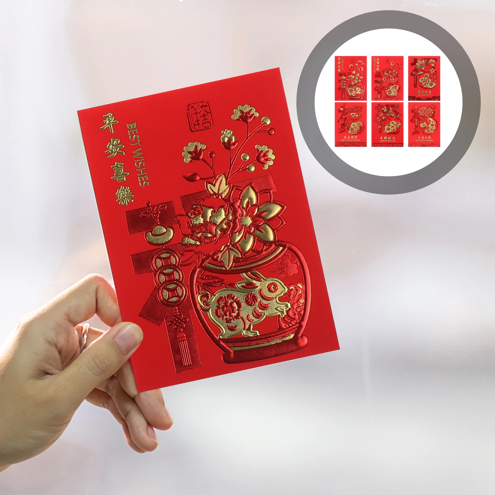 

60 шт. красный конверт с изображением года кролика, подарки, китайские конверты, лунный новый кошелек, сумка