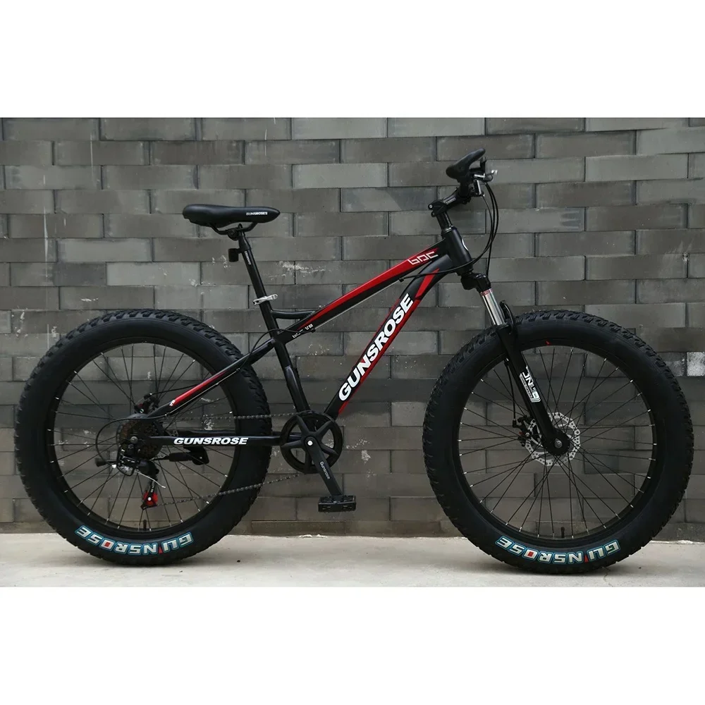 Sonw Bike Fat Bike Male 4.0 Fat Tire High Carbon Steel Bike Fat Tyre Bike 24/26 Inch 21 Speed Shock-absorbing Disc Brake