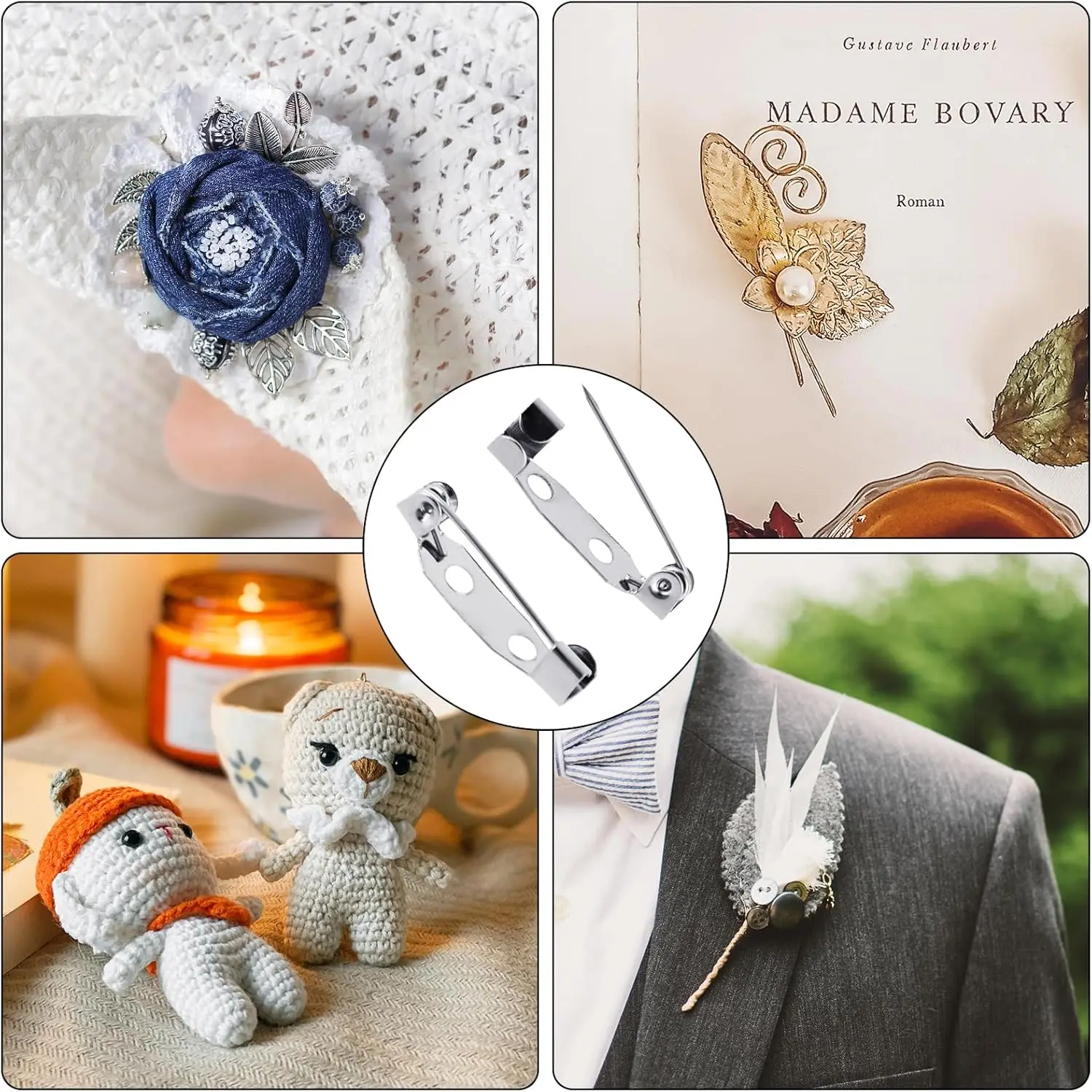 100Pcs Brooch Clasp Pin Backs Safety Clasp Bar Pins Metal Pin Backs Name Tag Pin Clips Jewelry Pins for Badge Wedding Corsage