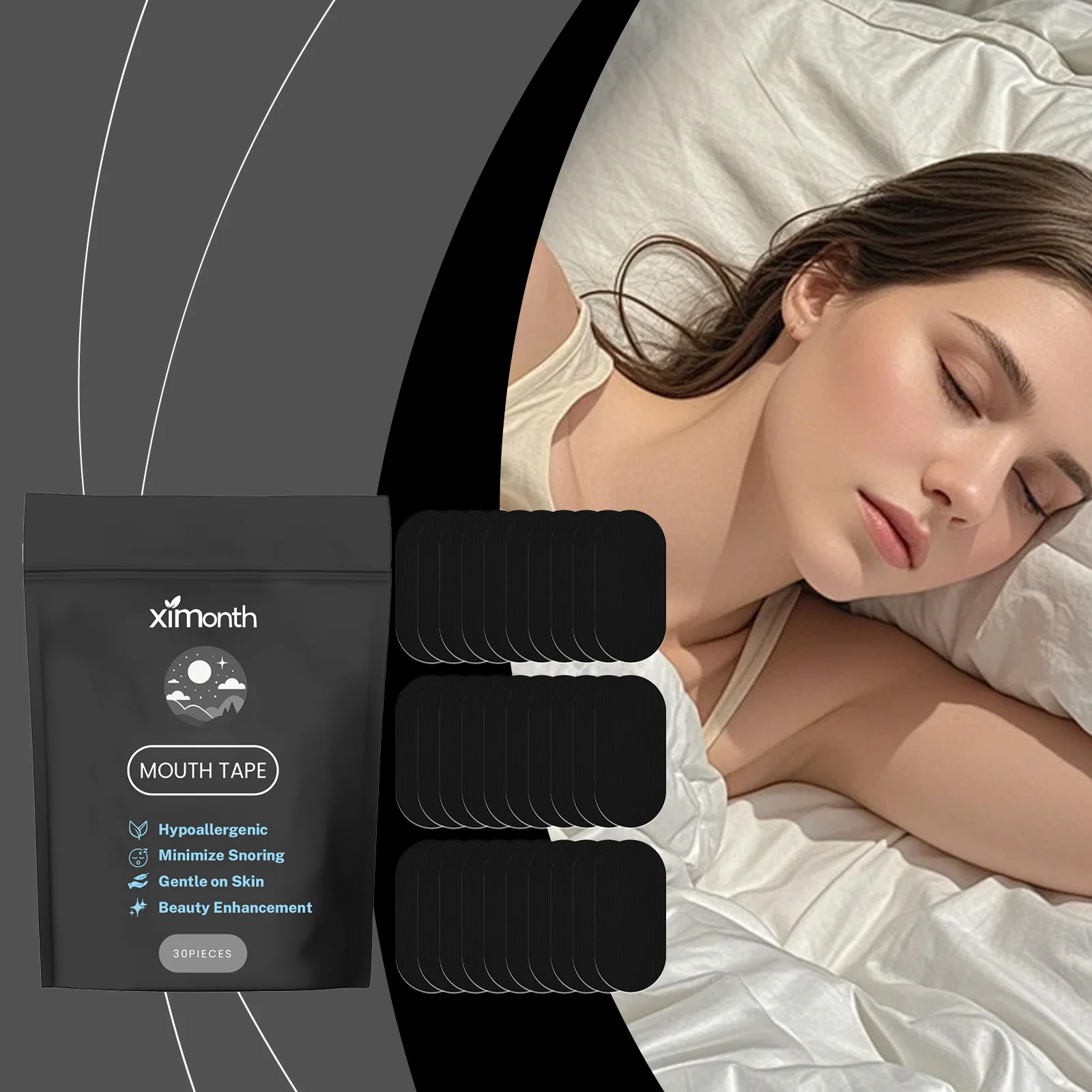 

Anti-Snoring Mouth Tape Improve Sleeping Stickers Better Nose Breathing Correction Portable Night Home Travel Orthosis Patches
