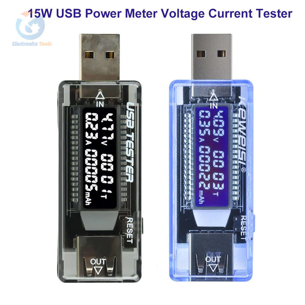 15W USB Power Meter Voltage Current Tester USB Tester IPS LCD Display Power Bank Diagnostic for Phone Charger 4-30V 0-3A