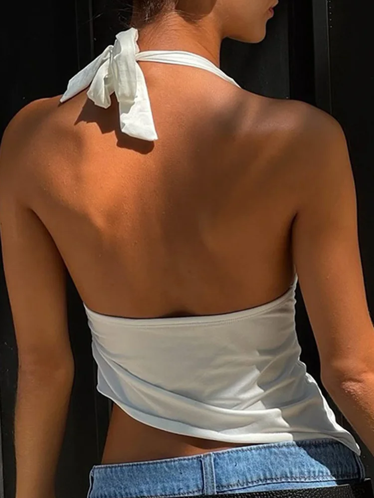 المرأة الرسن المحاصيل الأعلى Y2K أنيقة الخامس الرقبة أكمام عادية الصلبة الصيف تيز رياضي الشارع الشهير سترة الإناث الرسمية #5
