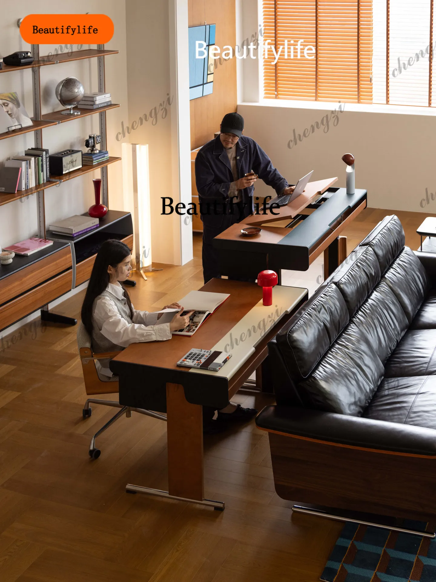 

B567 Lifting table, home furnishing | Medieval style computer office long table desk bedroom home workbench