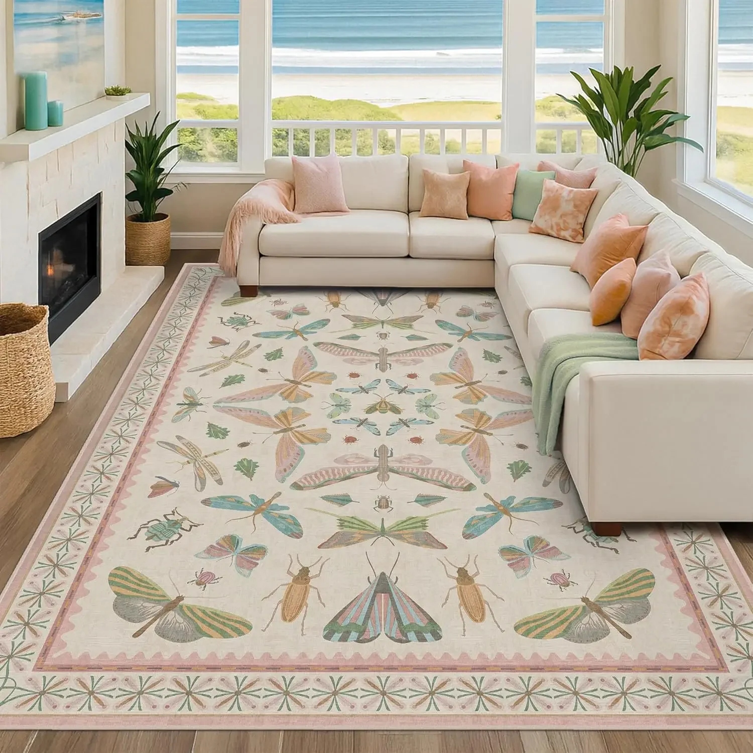 

Ретро насекомое синий коврик моющийся мягкий напольный коврик для гостиной диван прикроватная тумбочка кухонный обеденный стол коврик домашний декор