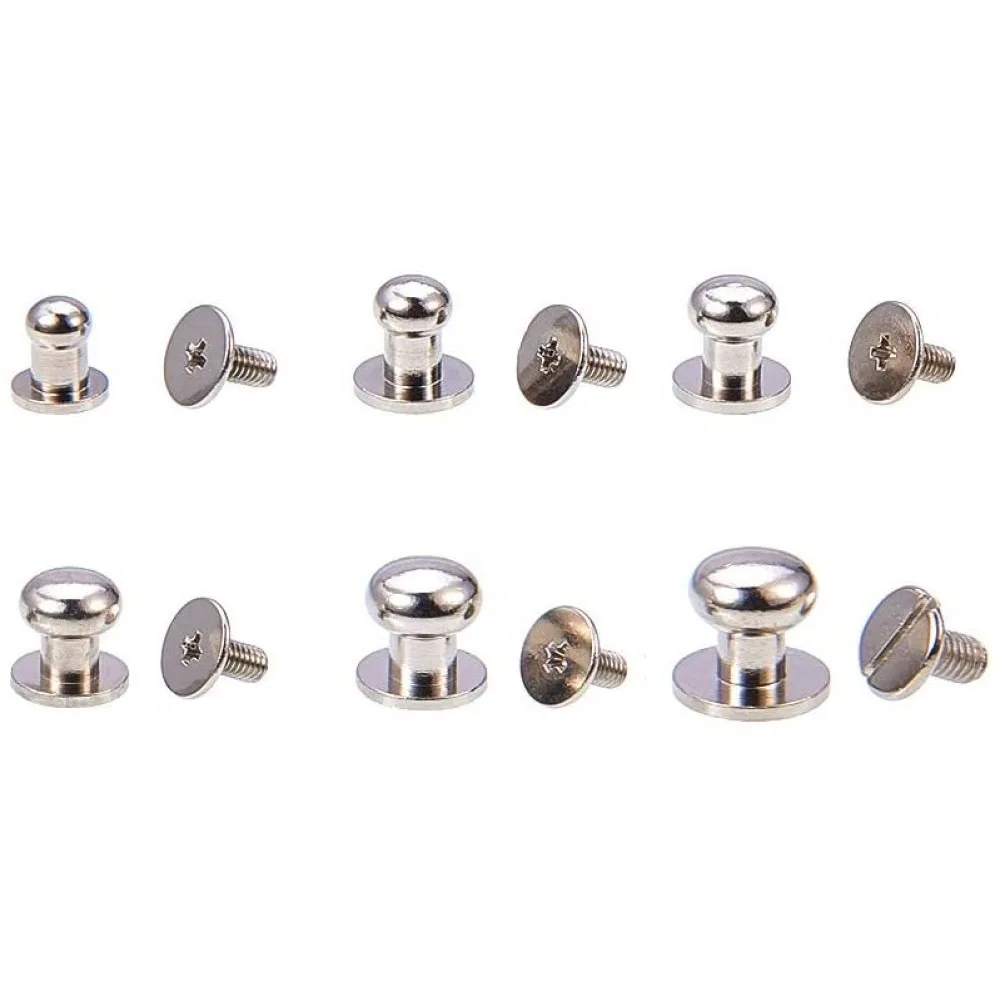 

48Sets Brass Round Head Button Stud Leathercraft Screws Nail Rivets DIY Leather Craft Metal Rivet for Belt Strap Bag Shoes