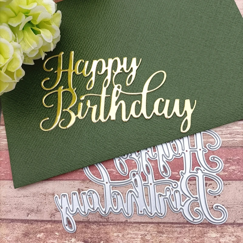 Happy Birthday Metal Cutting Dies Stencil DIY Scrapbooking Album Paper Card Template Mold Embossing Decoration