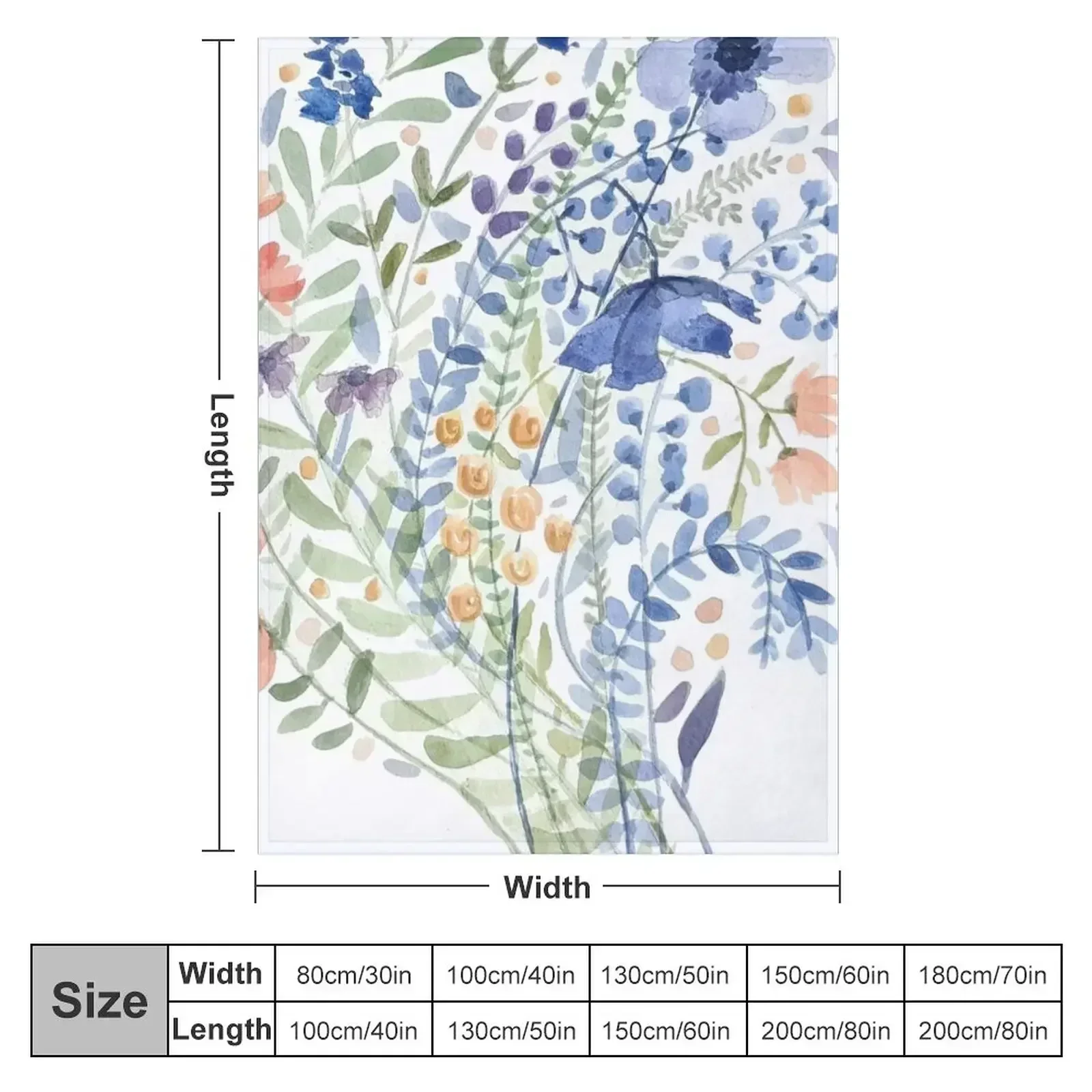 Blue Summer Watercolor Bouquet Painting Throw Blanket Decoratives Baby Plaid decorative Stuffeds blankets ands Blankets