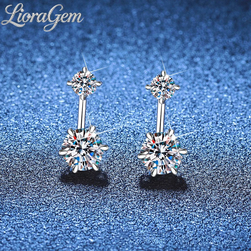 

LioraGem Double-wear Six-prong Moissanite Stud Earrings, Small, Exquisite, and Fashionable Jewelry Platinum PT950 Stamp