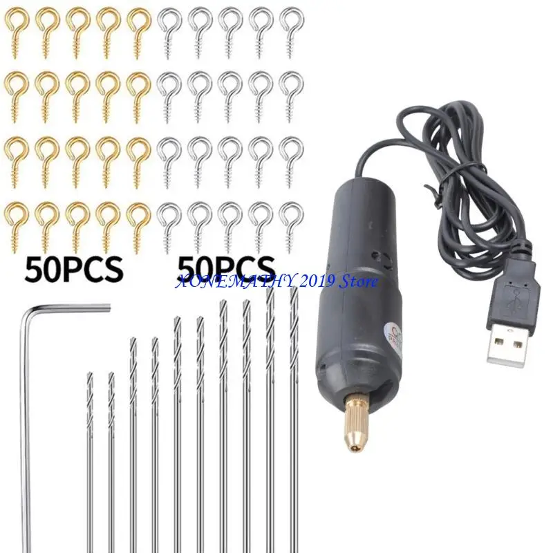F42F Electric Hand Drill Tools Set for Resin Casting Molds, Electrical Pin Vise with 10 Pieces Drill Bits (0.8 to 1.2 mm)