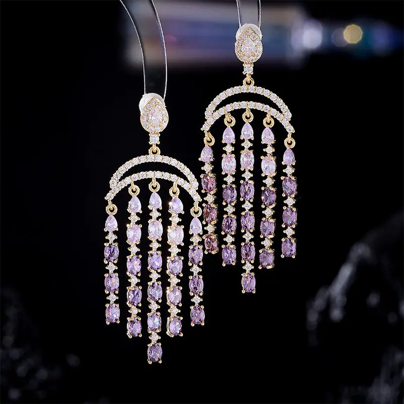 Waterdrop Earrings, S925 Silver Needle Long Drop Earrings for Evening Dress