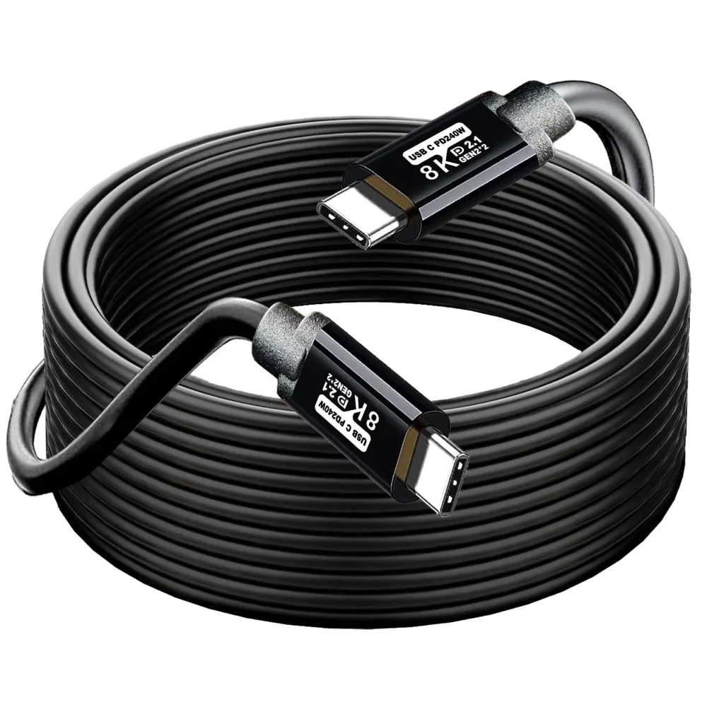

US Shipping USB C to C Cable 30FT 8K 60Hz Gen2x2 Video Output for MacBook Pro iPad Pro iPhone 15 Portable Monitor