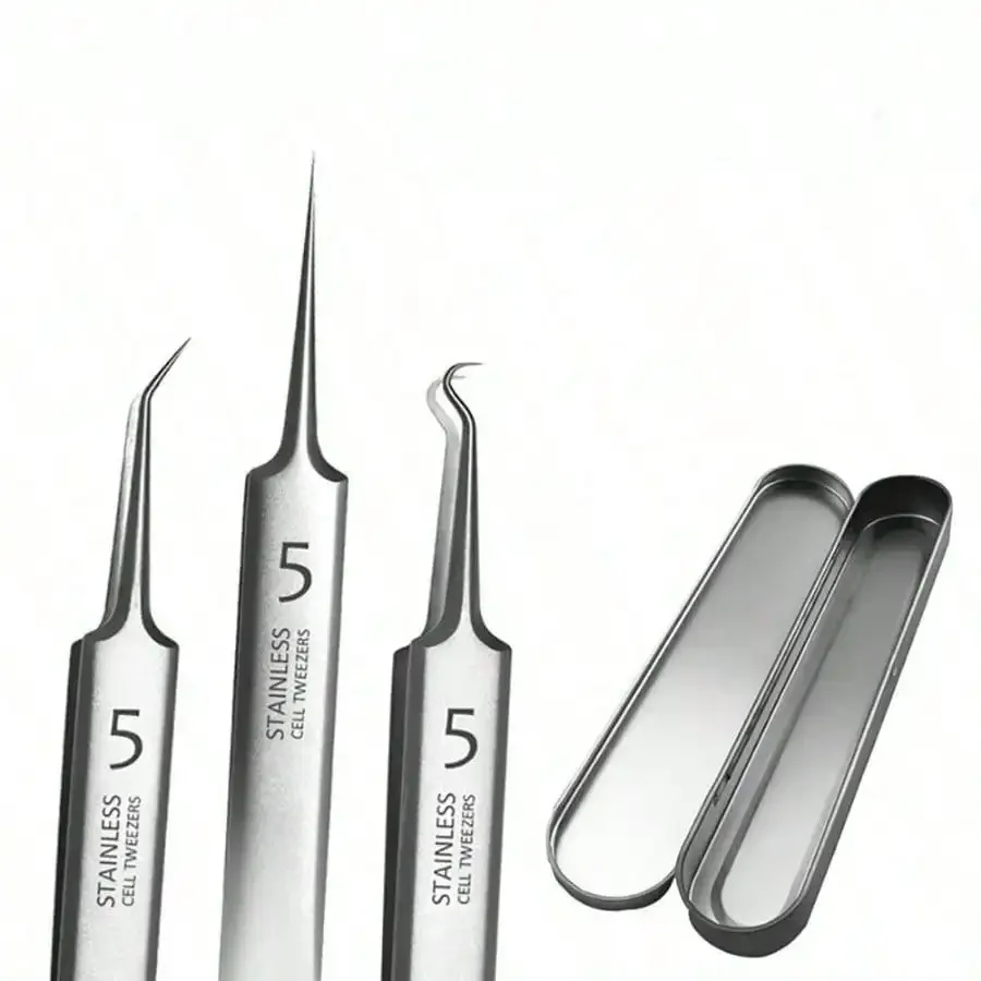 Kit di strumenti per la rimozione di punti neri in acciaio inossidabile da 8 pezzi, clip per punti neri, pinzette, rimozione di punti neri per il viso di bellezza, strumento per ago per l'acne