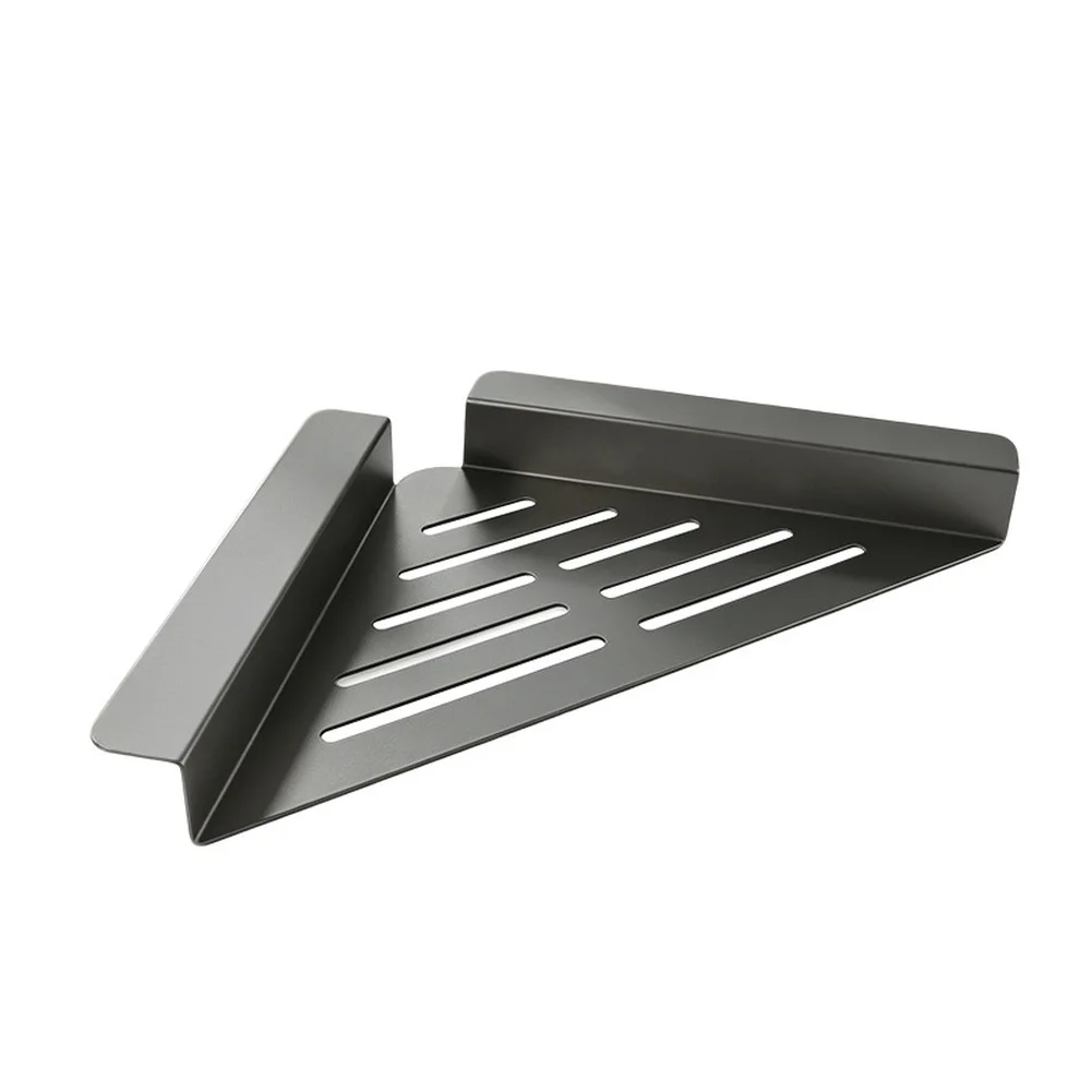 Kitchen Dish Drying Rack Corner Sink Shelf Carbon Steel Construction Triangular Shape 20 x 2.8cm Perforated Base