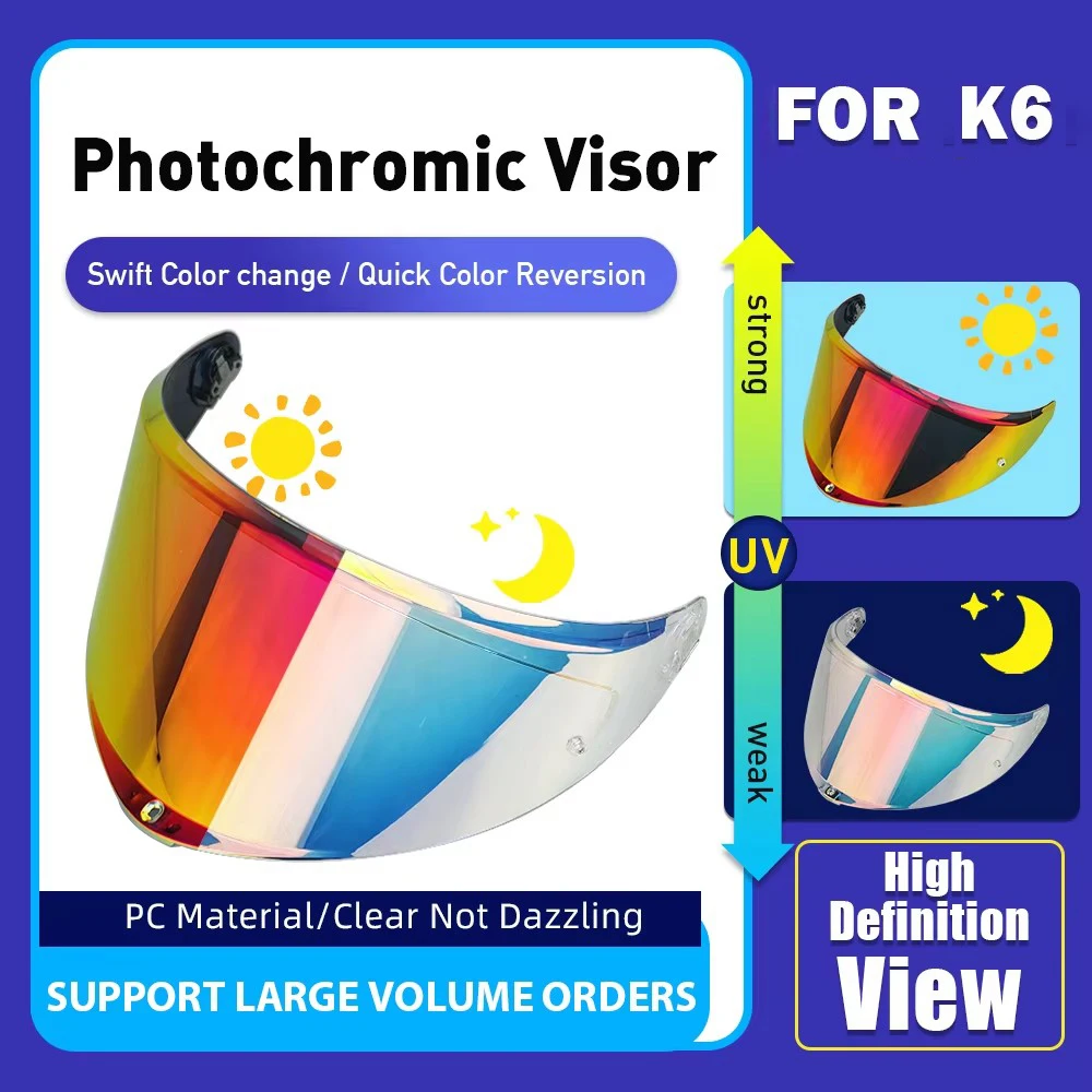 Wizjer do kasku Fotochromowy wizjer Do kasków motocyklowych K6 K6S kask integralny Elektroplaterowane szkło kasku