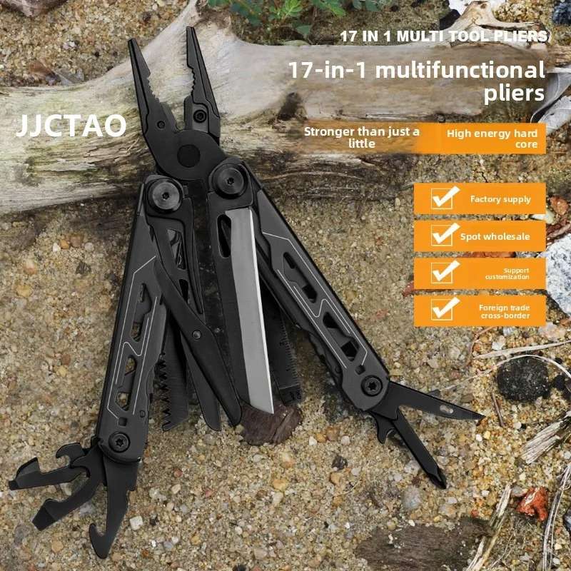 A Set Of Multifunctional Knife Pliers, Stainless Steel Multifunctional Tool Pliers, Camping Equipment, leather Wallet Folding