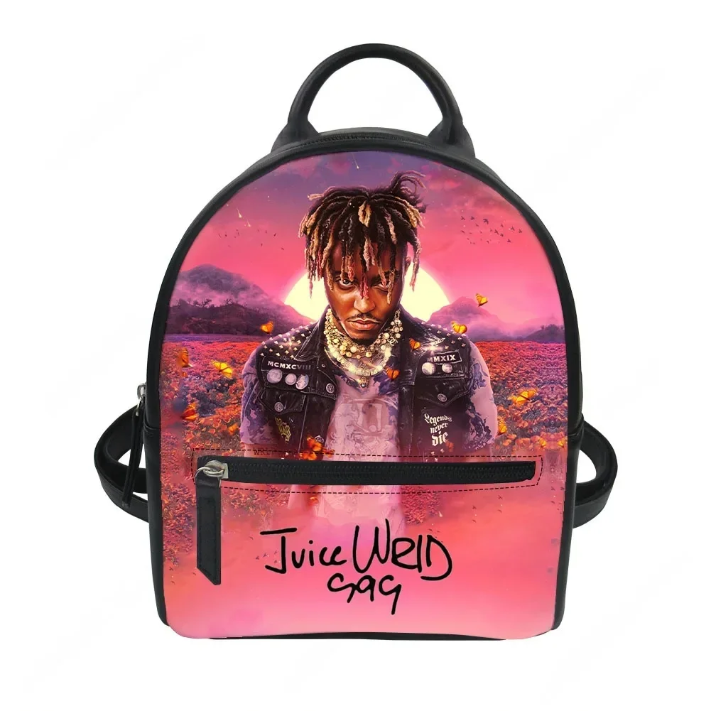 Juice Wrld 999 Hiphop Rapper Custom Backpack Purse Women Carter Schoolbags Double Shoulder Bag Mini Daypack Leather Travel Bag