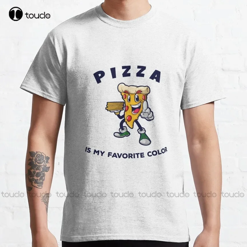

Классическая футболка My Favorite Color Is Pizza, мужские белые футболки на заказ для взрослых и подростков, унисекс, модная забавная новинка, Xs-5Xl, новинка