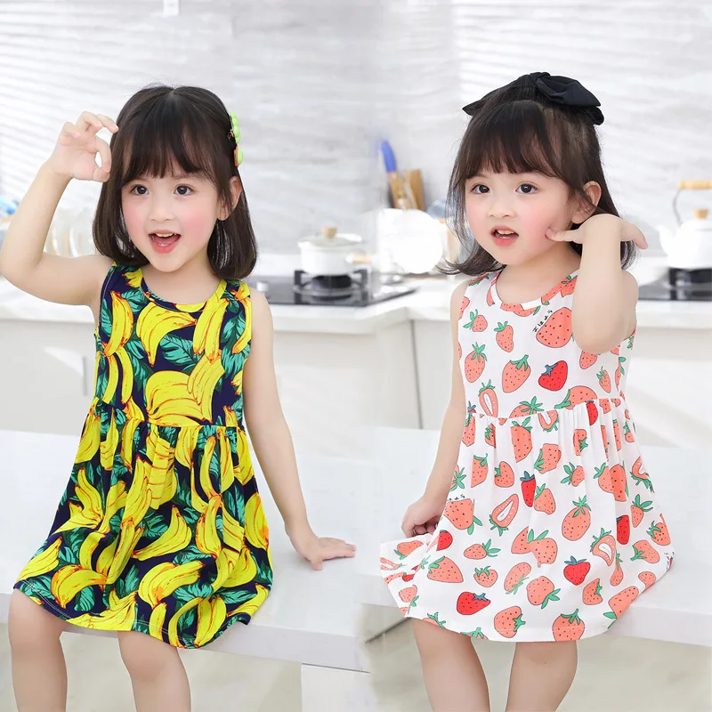 1-7 anni estate nuova neonata vestito ragazze moda cotone abbigliamento per bambini vestito principessa vestito ragazza seta sottile camicia da