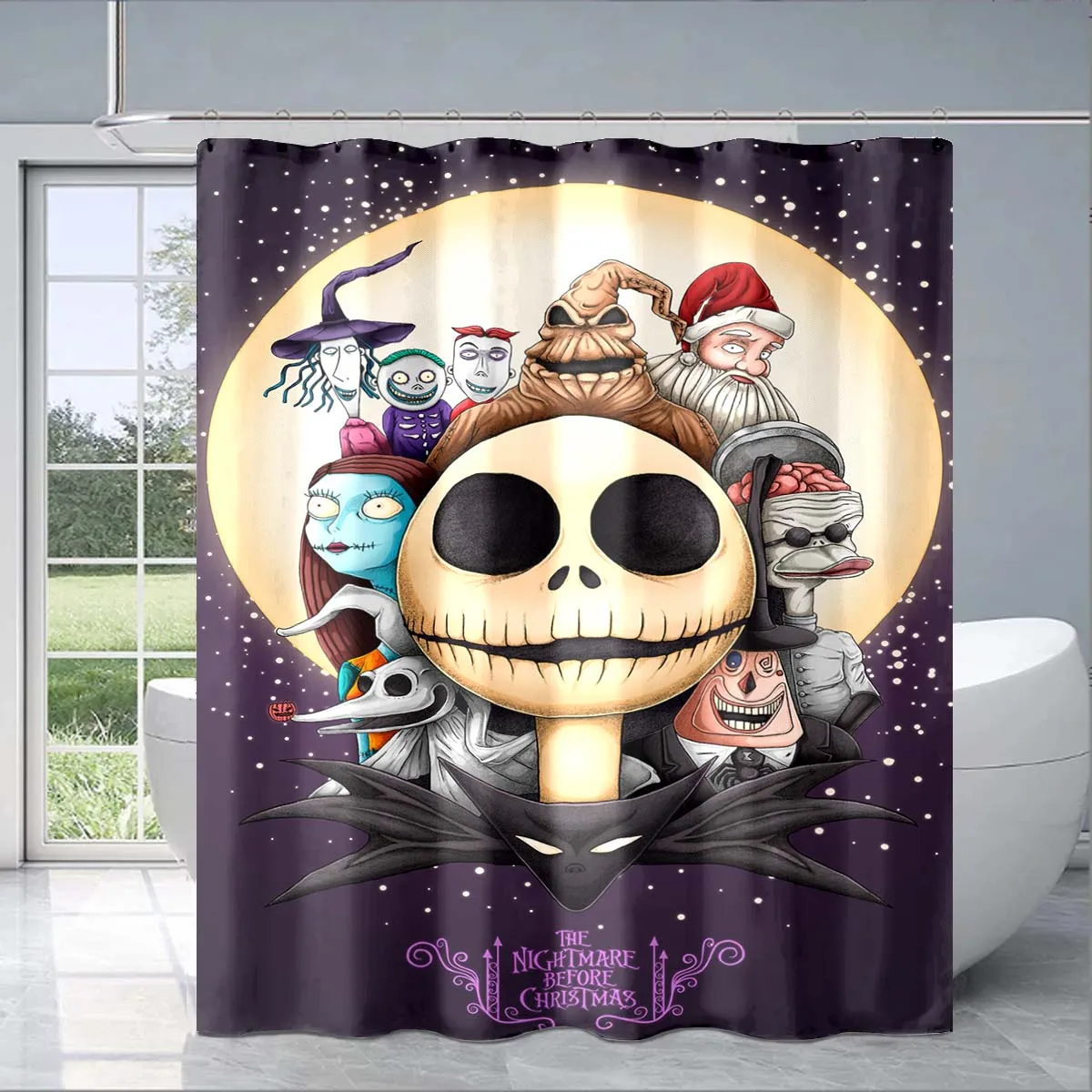 The Nightmare Before Christmas Cartoon Shower Curtain 3D Printing Waterproof Bathroom Decoration Curtain Exquisite Family Gifts