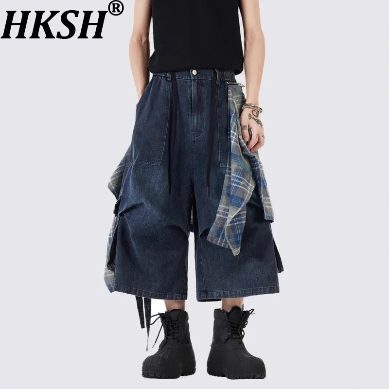 

HKSH American Detachable Square Scarf Black Wide-Leg Jeans Men 2025 Spring Autumn New Loose Straight-Leg Denim Pants Ins HK10912
