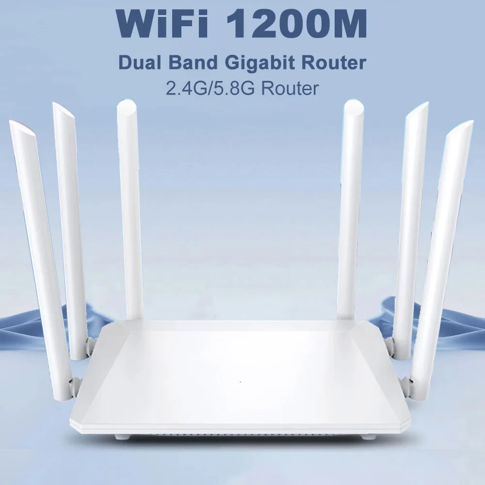 

2.4GHz 5.8GHz Dual Band Wireless AC1200 Router Wifi Range Repeater with 6*5dBi High Gain Antennas Wider Coverage Wi-Fi Extender